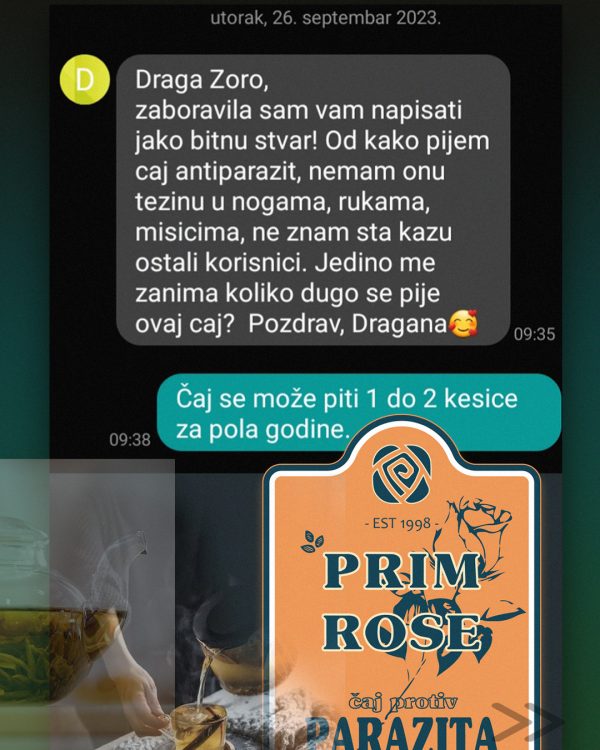 Iskustvo korisnice sa čajem Prim Rose protiv parazita u organizmu – prirodna biljna podrška detoksikaciji i energiji,